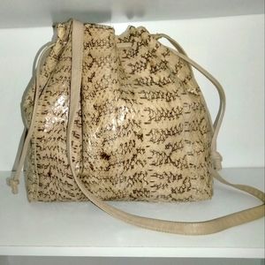 Snake skin cross body handbag